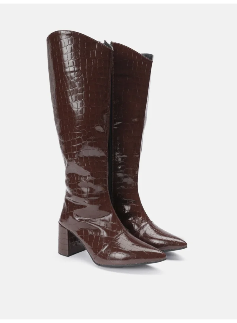 ZORIWORLD Zoriworld Dezire Brown Boots 3'' Heel Rubber Sole